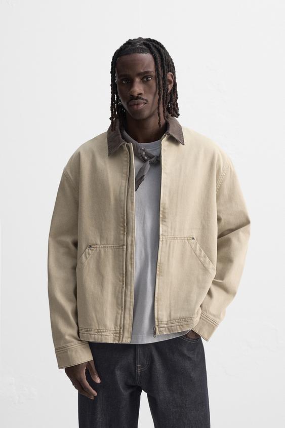 ZARA CONTRAST COLLAR JACKET