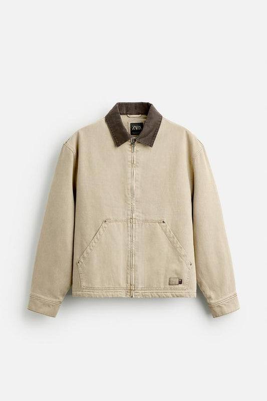 ZARA CONTRAST COLLAR JACKET