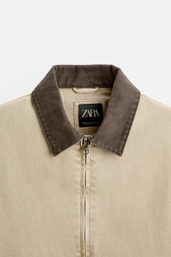 ZARA CONTRAST COLLAR JACKET