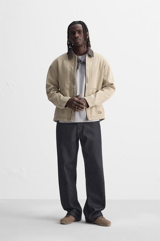 ZARA CONTRAST COLLAR JACKET