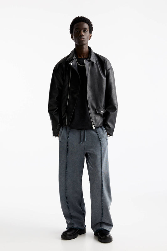 P&B Wide-leg trousers with seam detail (black)