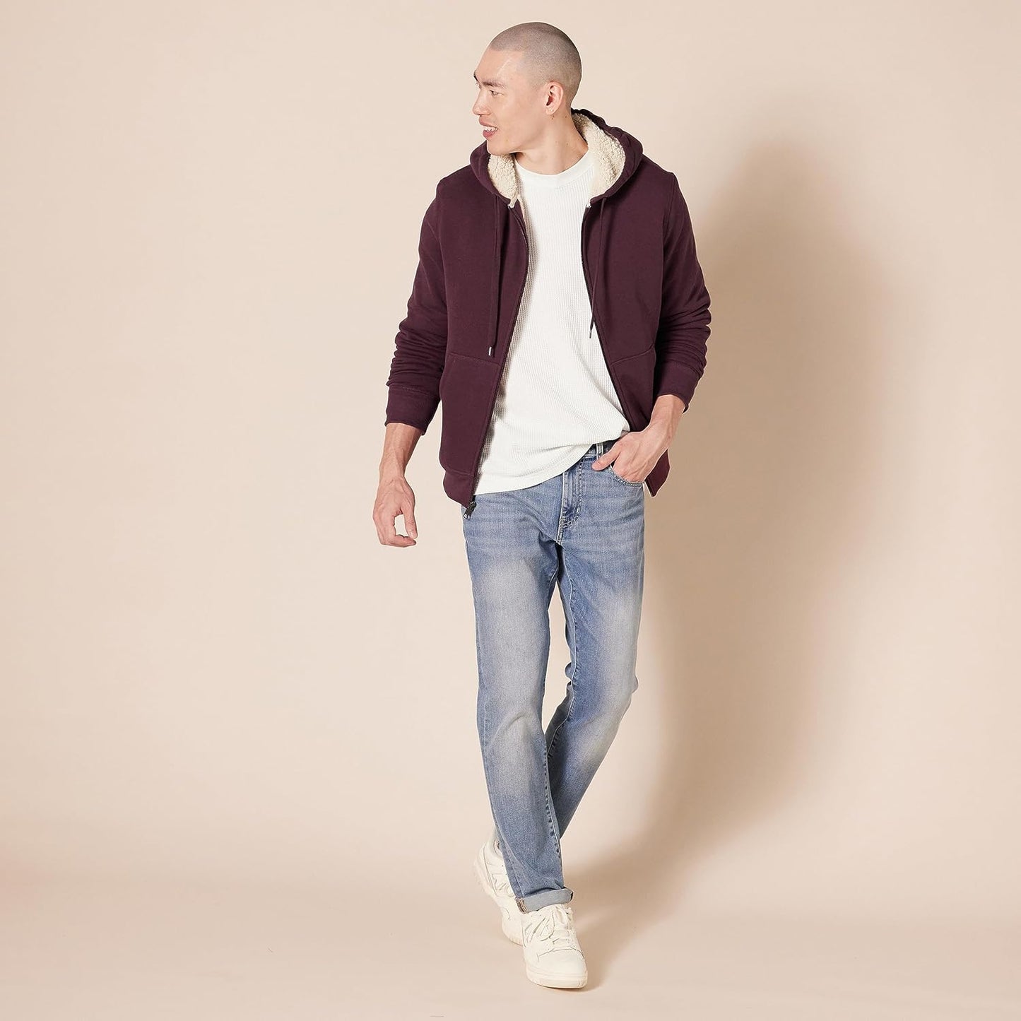 Amazon Essentials Mens Sherpa Lined Full Zip Hoodie