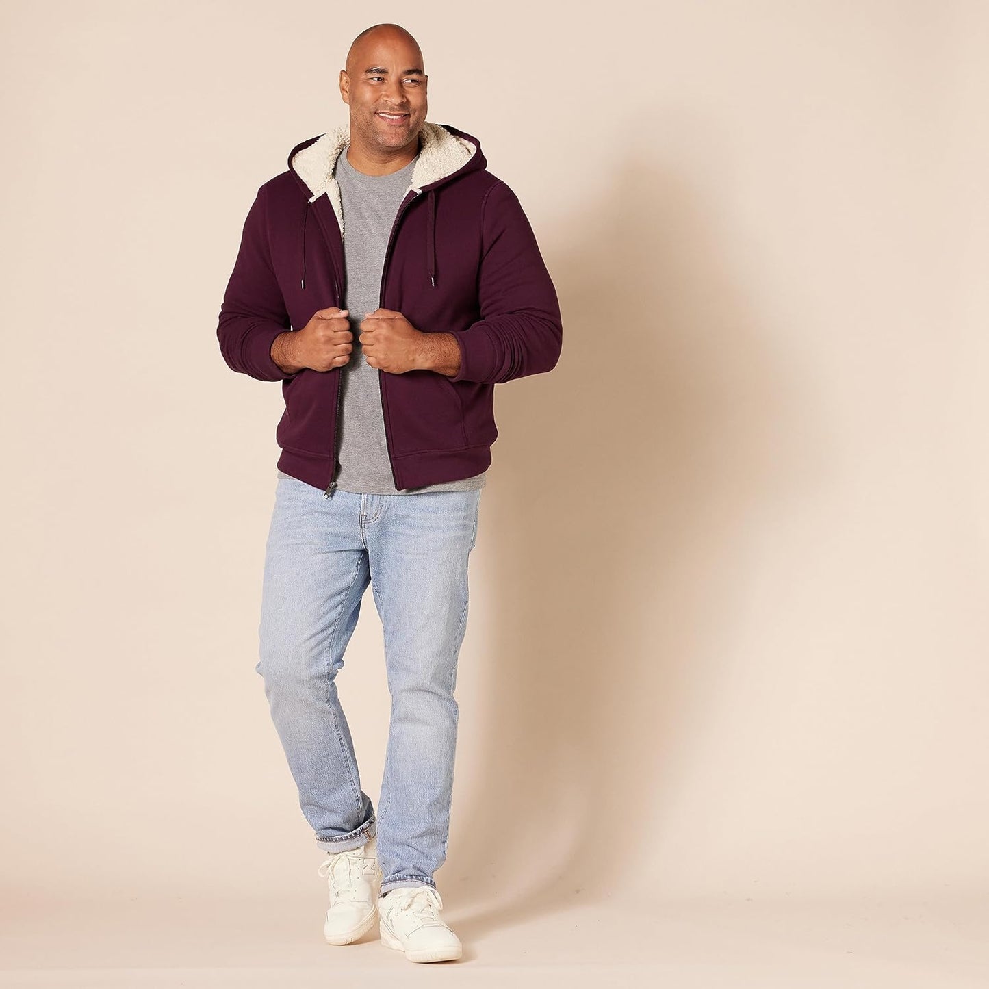 Amazon Essentials Mens Sherpa Lined Full Zip Hoodie