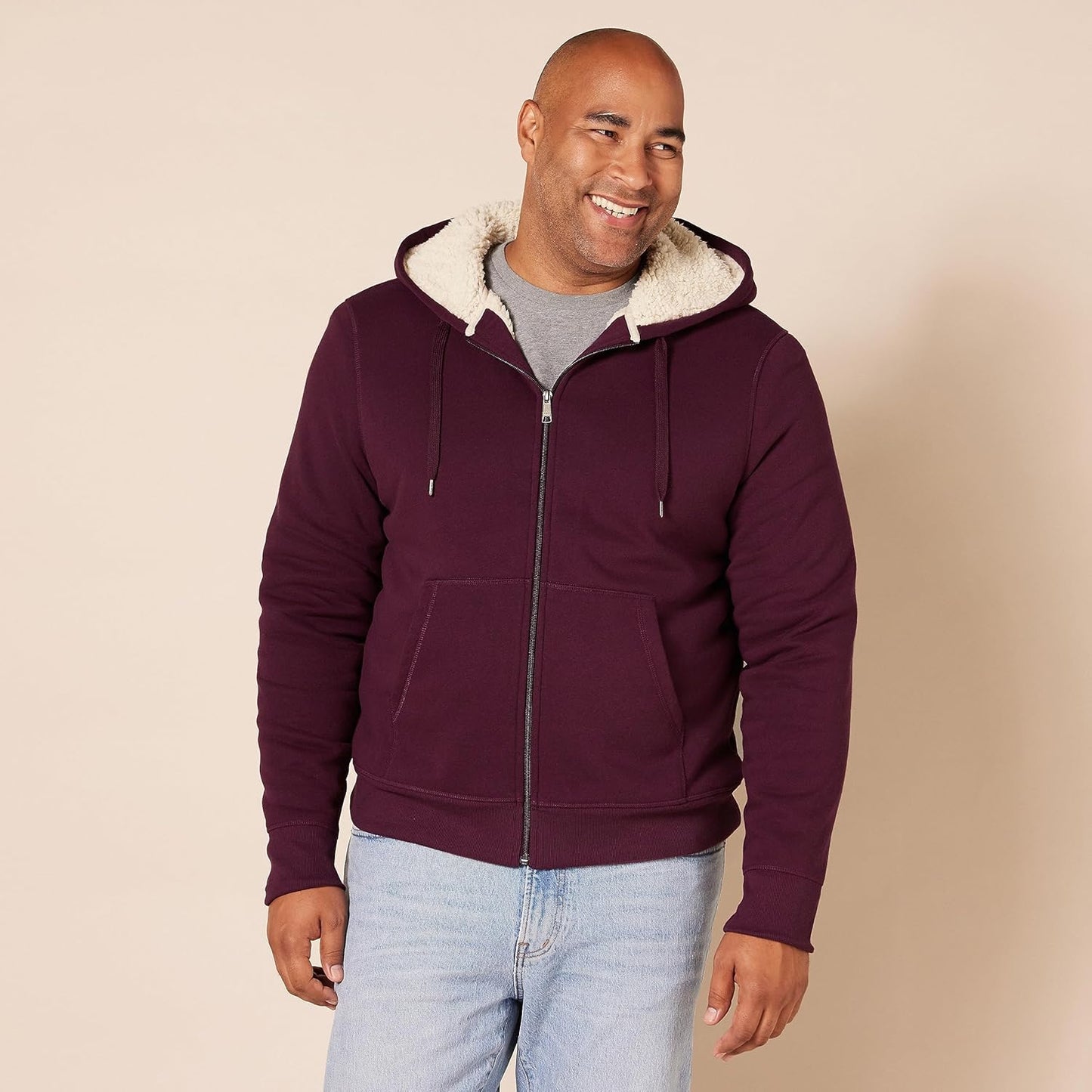 Amazon Essentials Mens Sherpa Lined Full Zip Hoodie