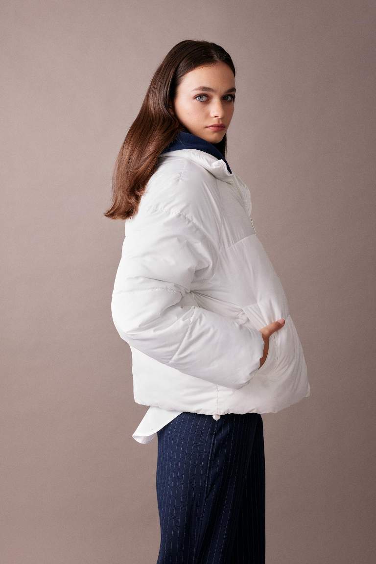 Waterproof Regular Fit Hooded Puffer Jacket