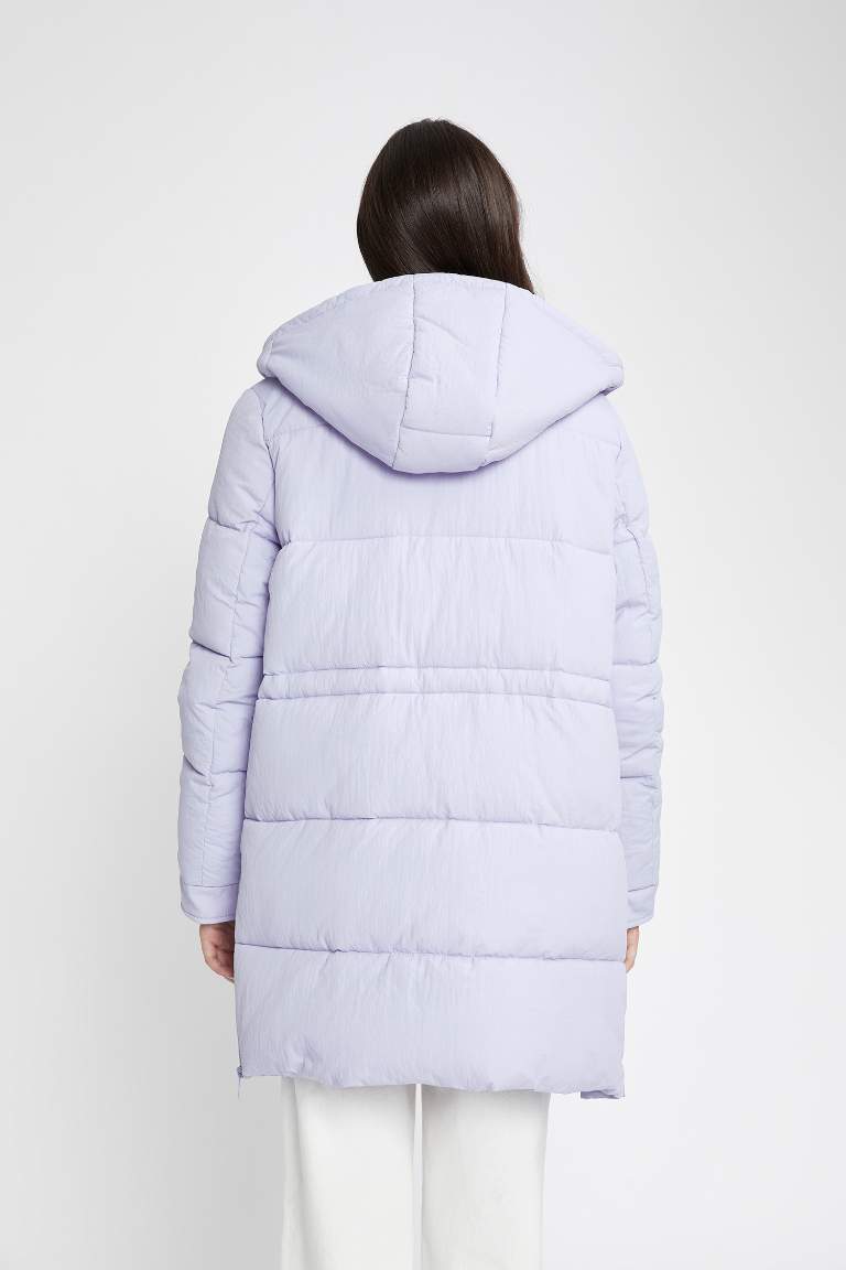 Waterproof Regular Fit Hooded Long Puffer Jacket