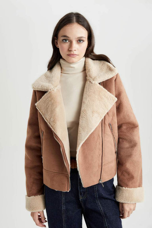 Waterproof Faux Fur Lined Leather Jacket