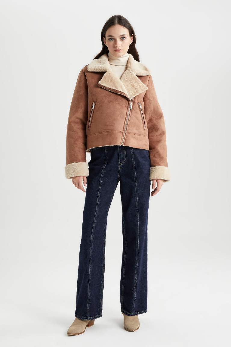 Waterproof Faux Fur Lined Leather Jacket