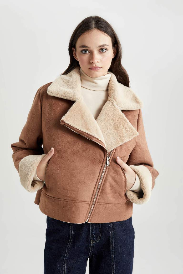 Waterproof Faux Fur Lined Leather Jacket