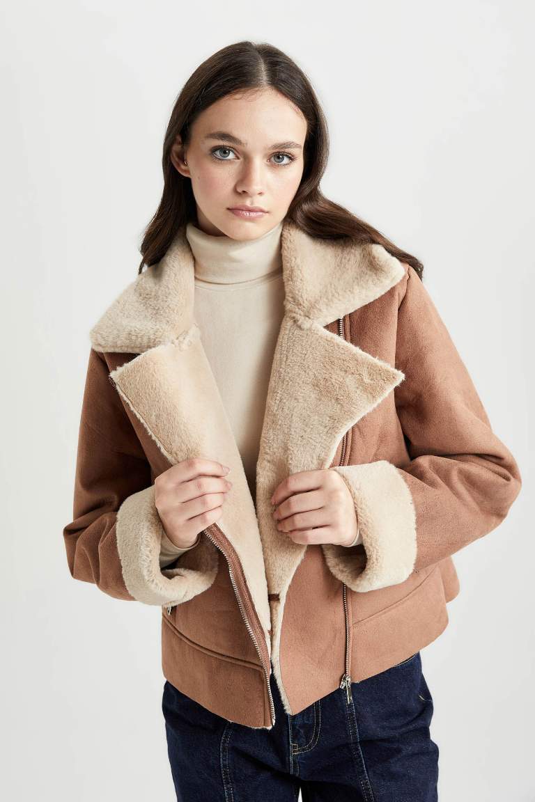 Waterproof Faux Fur Lined Leather Jacket