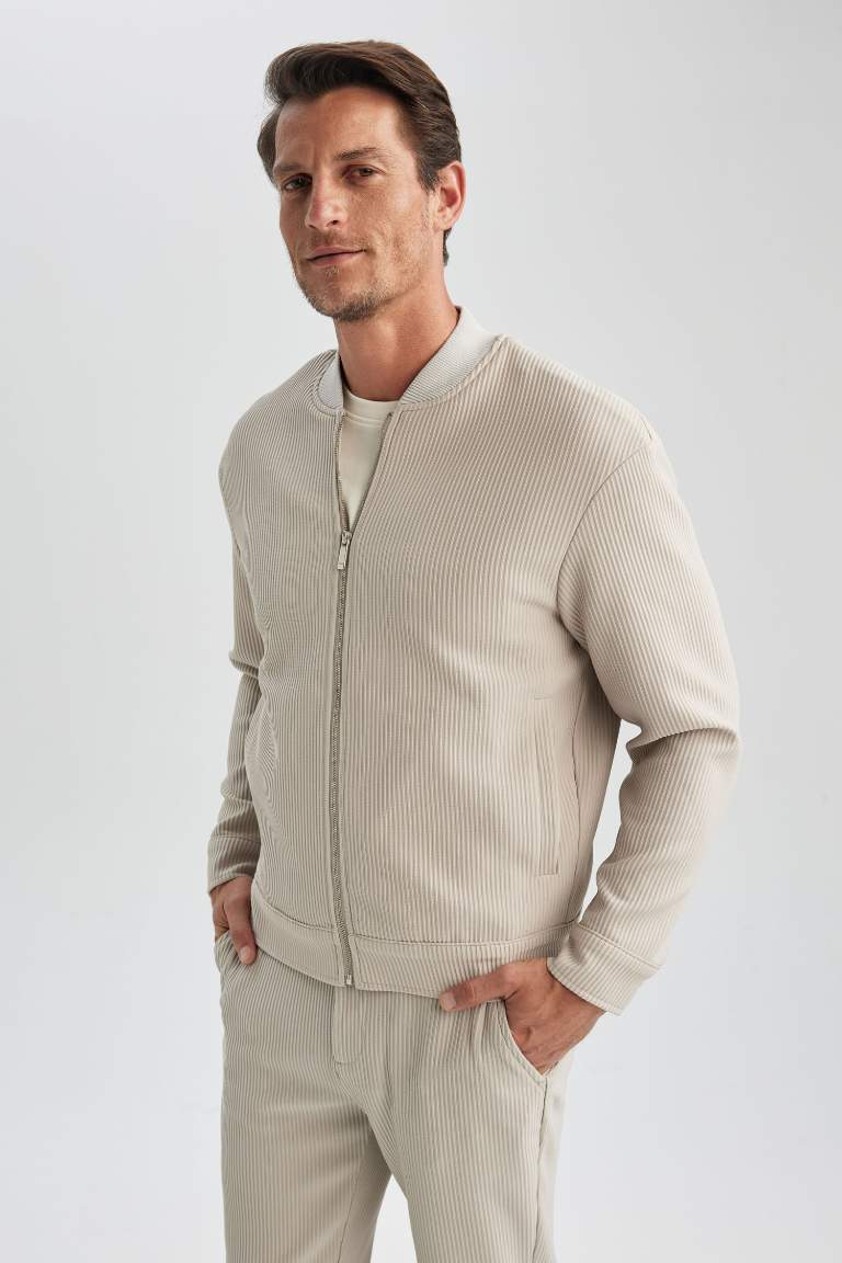 Relax Fit College Collar Bomber Jacket