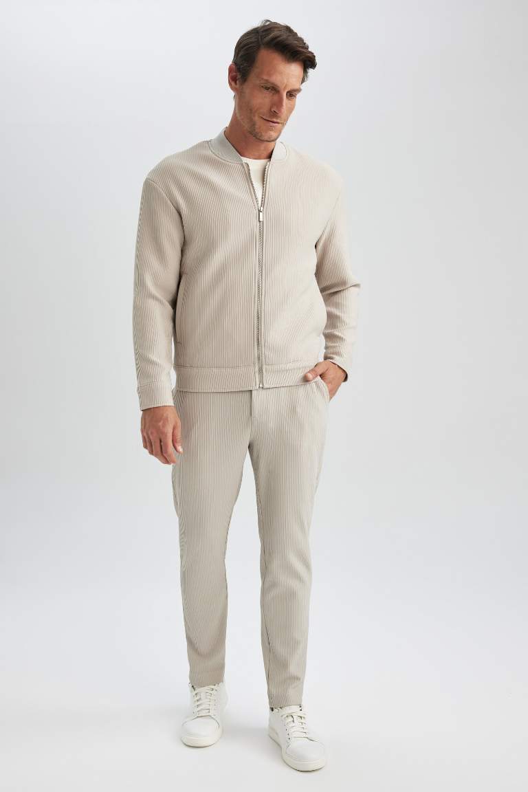 Relax Fit College Collar Bomber Jacket