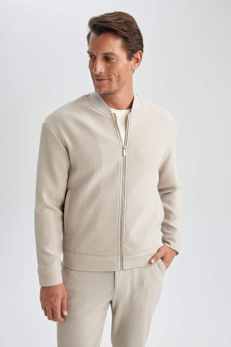 Relax Fit College Collar Bomber Jacket