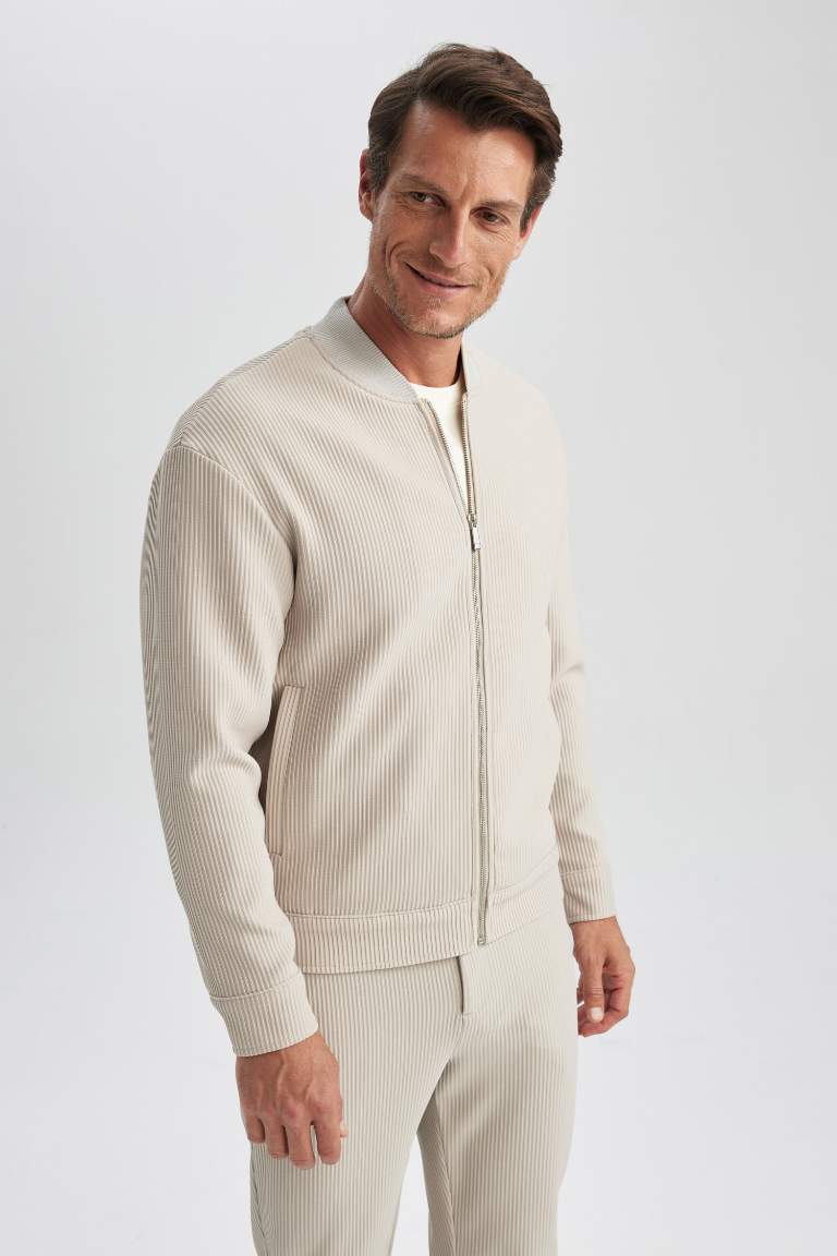 Relax Fit College Collar Bomber Jacket