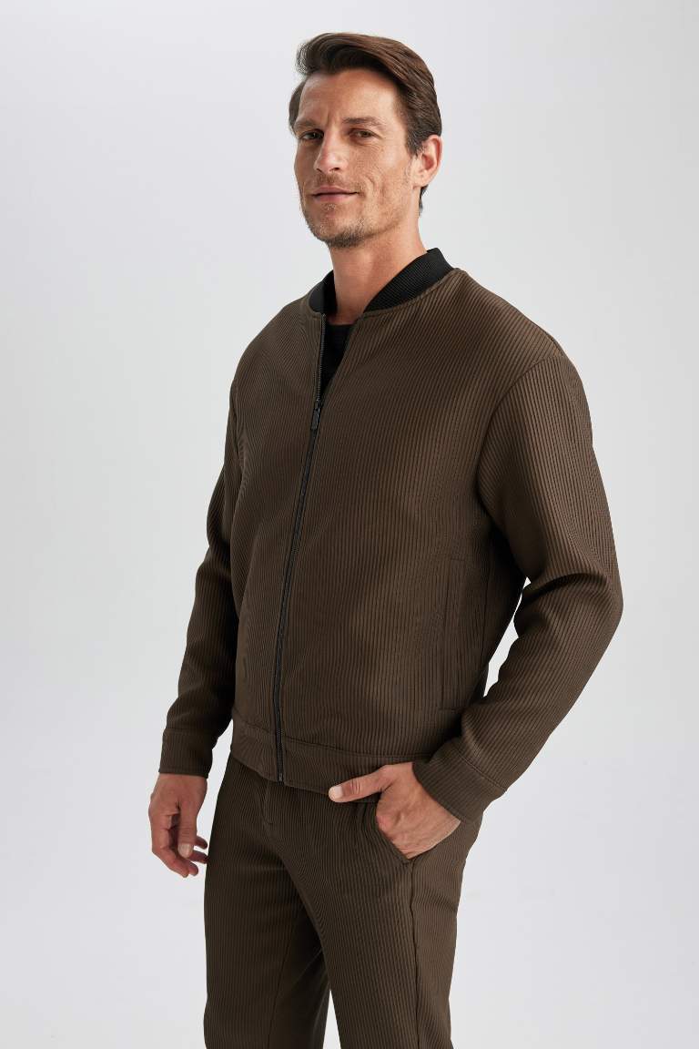 Relax Fit College Collar Bomber Jacket