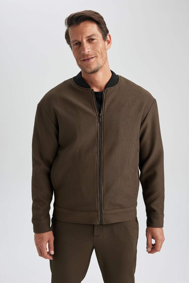 Relax Fit College Collar Bomber Jacket