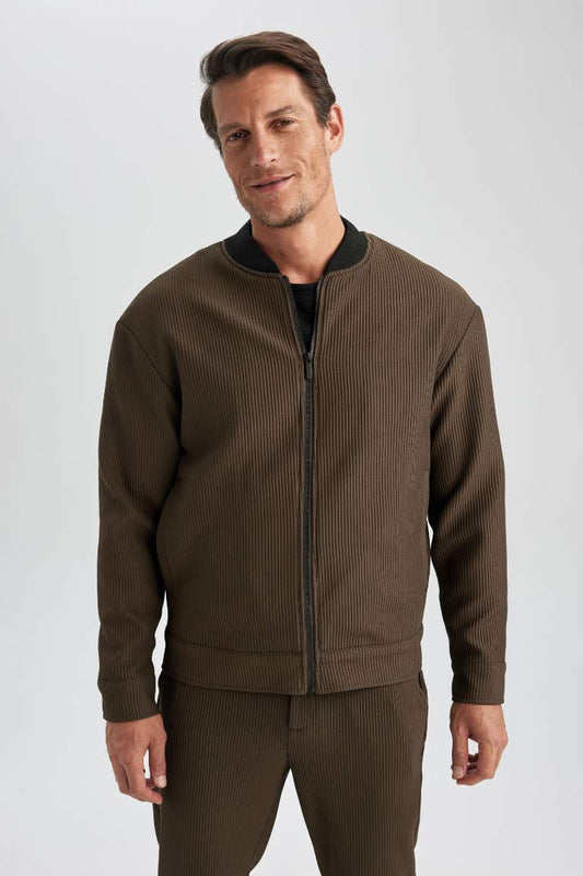 Relax Fit College Collar Bomber Jacket