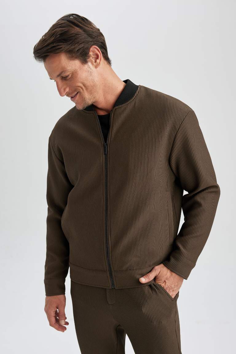 Relax Fit College Collar Bomber Jacket