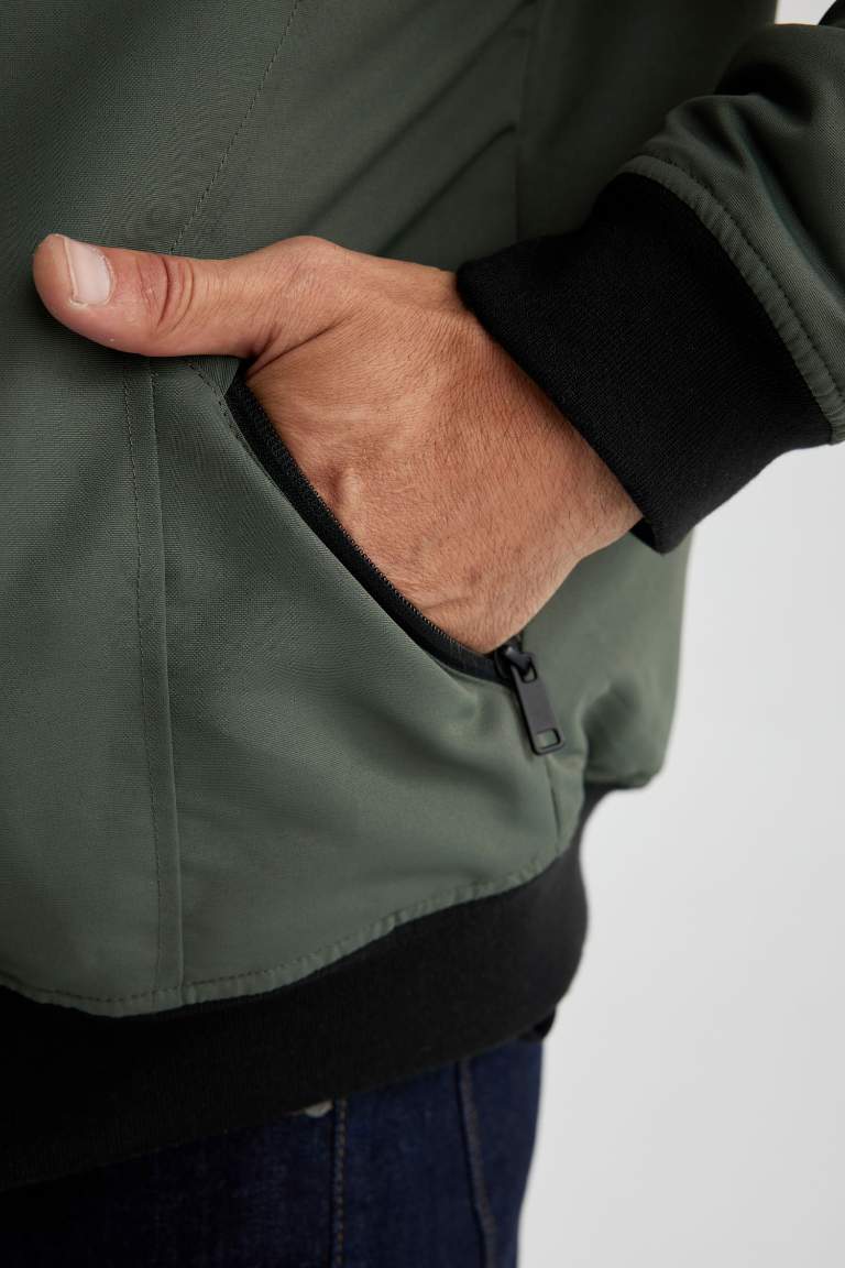 Slim Fit Hooded Bomber Jacket