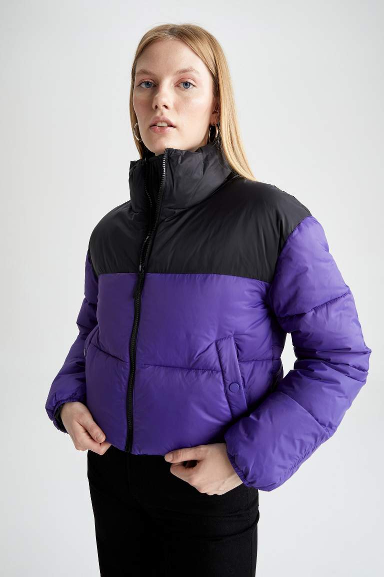 Waterproof Color Block Puffer Jacket