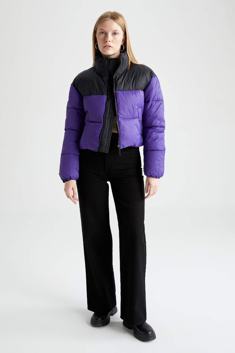 Waterproof Color Block Puffer Jacket