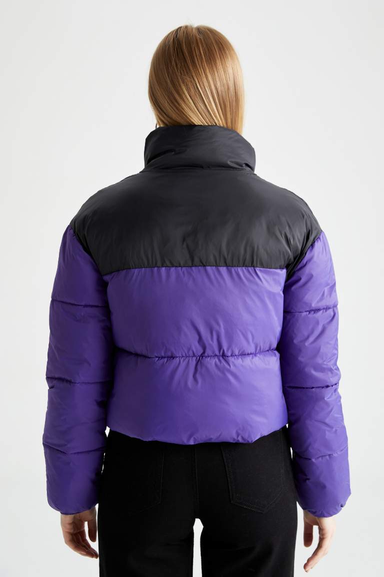 Waterproof Color Block Puffer Jacket