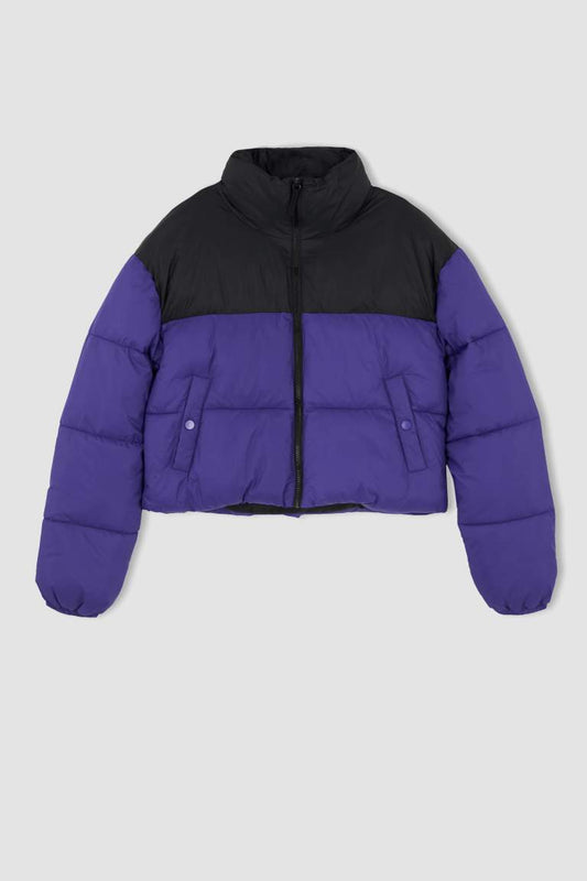Waterproof Color Block Puffer Jacket
