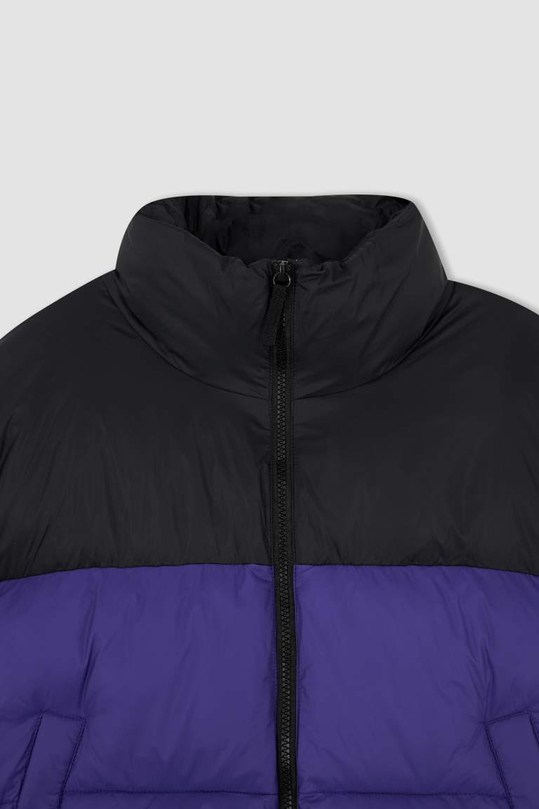 Waterproof Color Block Puffer Jacket