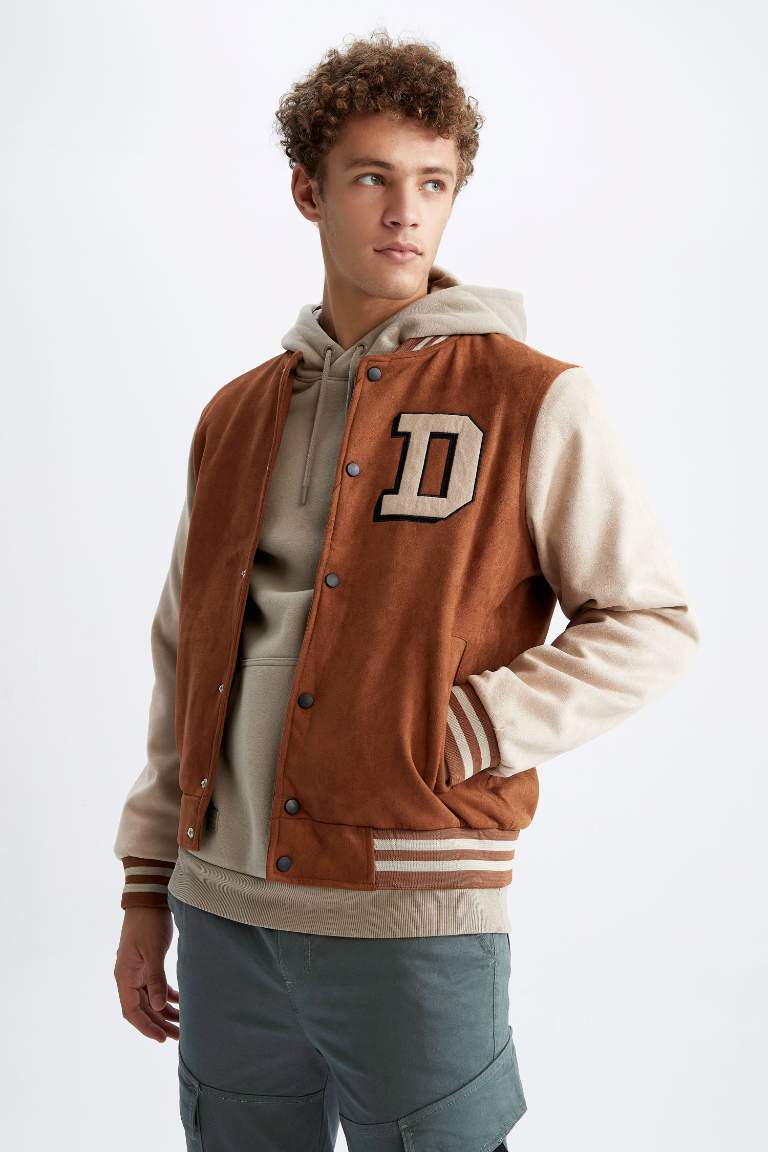 Oversize Fit Suede Puffer Jacket