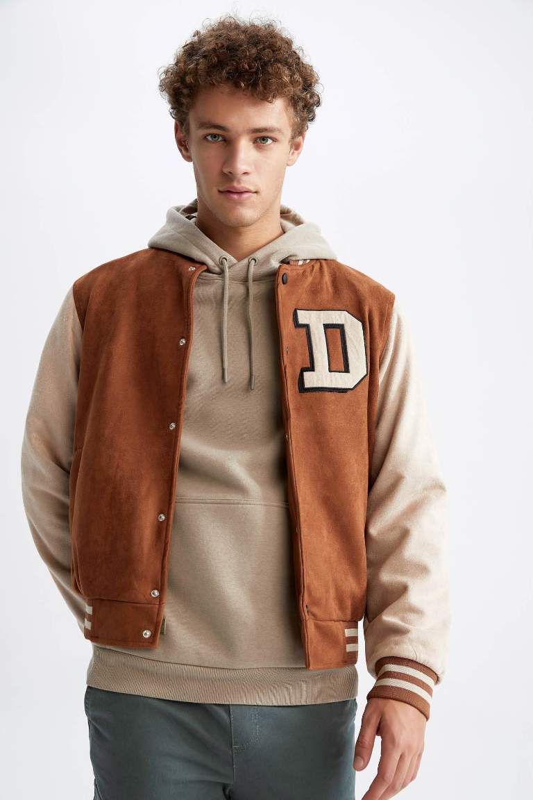 Oversize Fit Suede Puffer Jacket