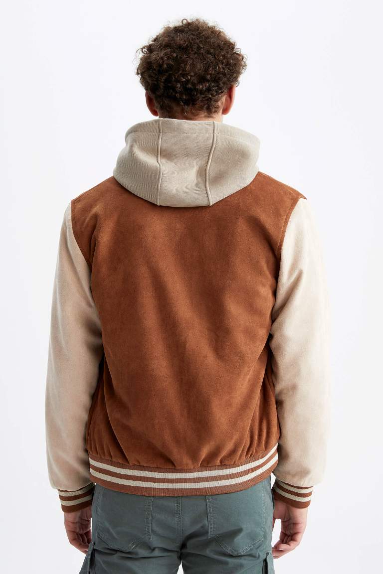 Oversize Fit Suede Puffer Jacket