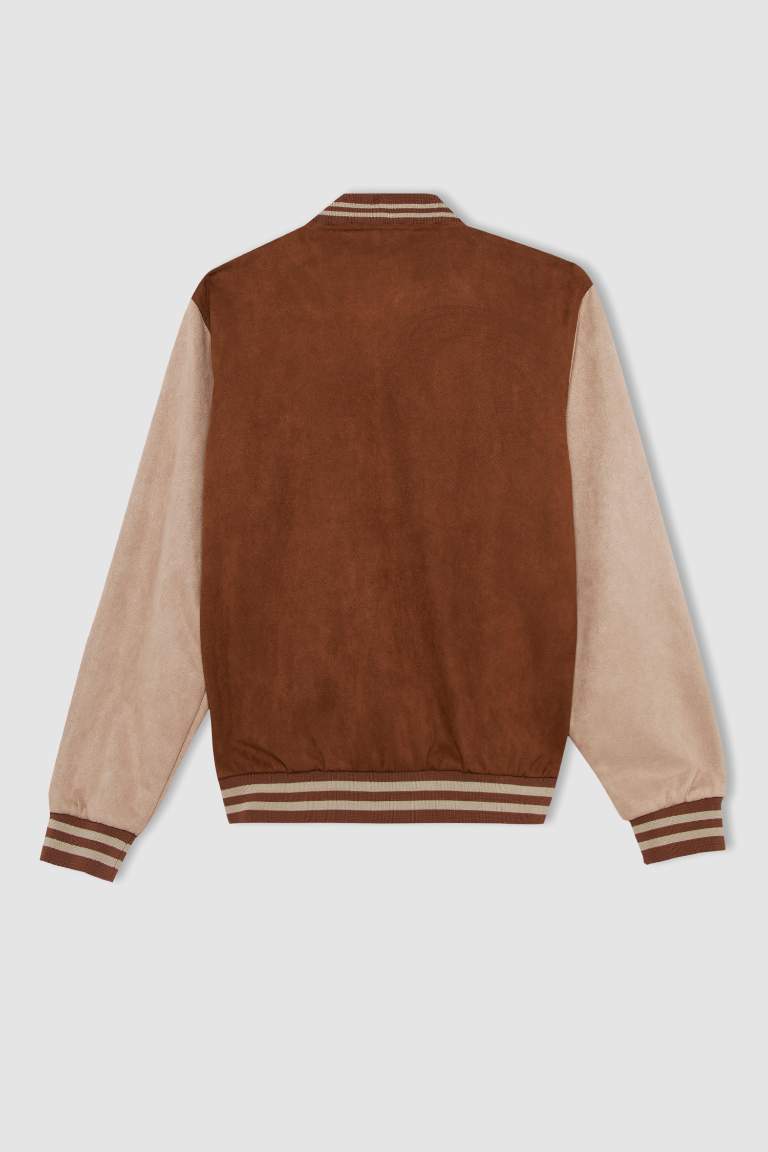 Oversize Fit Suede Puffer Jacket