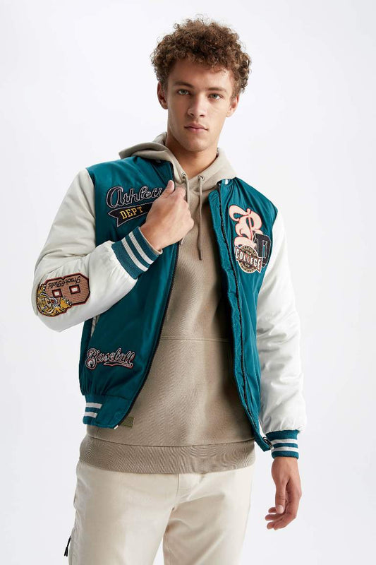Oversize Fit College Collar Bomber Jacket