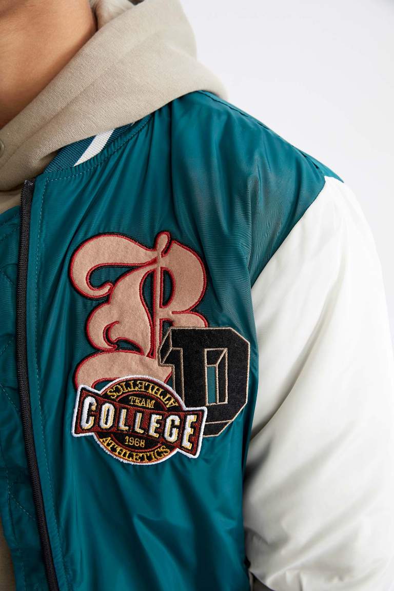 Oversize Fit College Collar Bomber Jacket