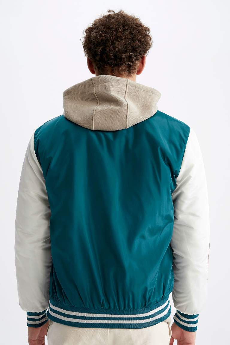 Oversize Fit College Collar Bomber Jacket