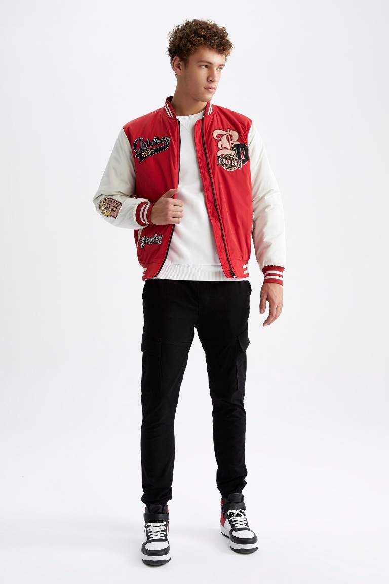 Oversize Fit College Collar Bomber Jacket