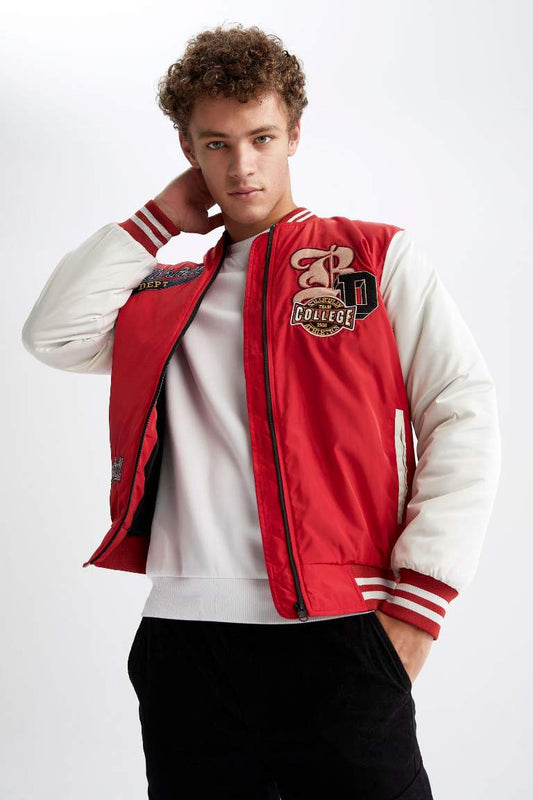 Oversize Fit College Collar Bomber Jacket