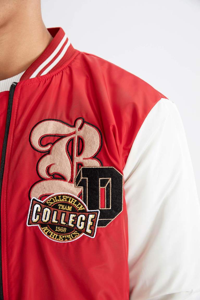 Oversize Fit College Collar Bomber Jacket